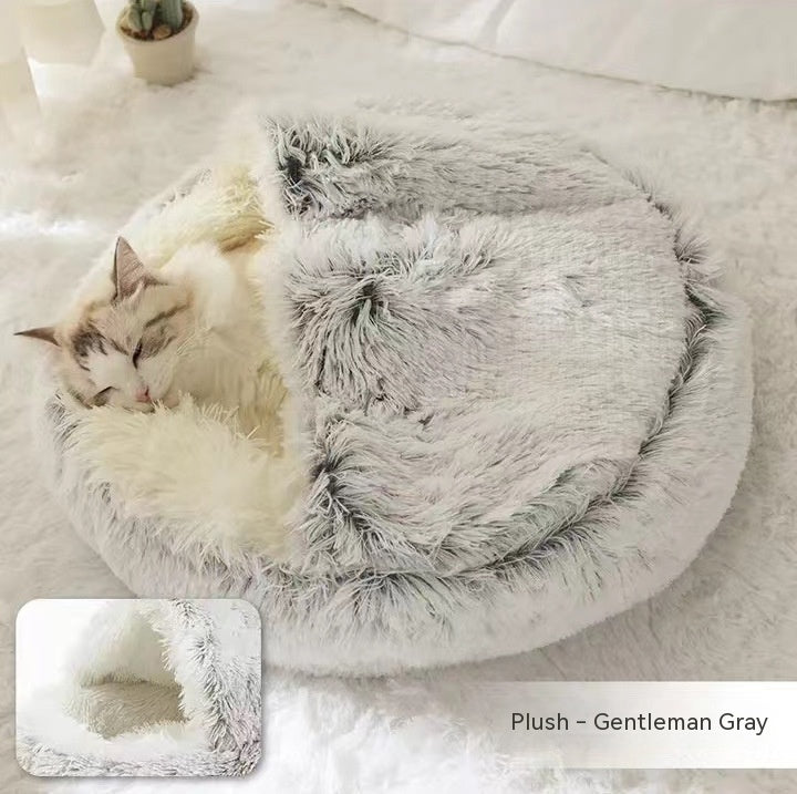 Pet Winter Bed Round Plush Warm Bed