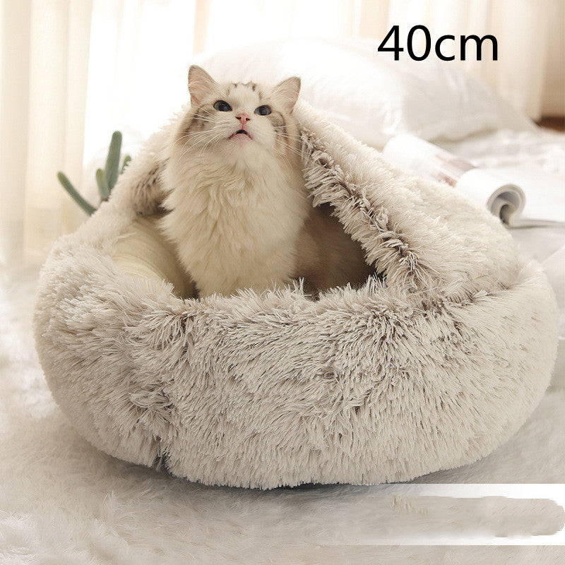 Pet Winter Bed Round Plush Warm Bed