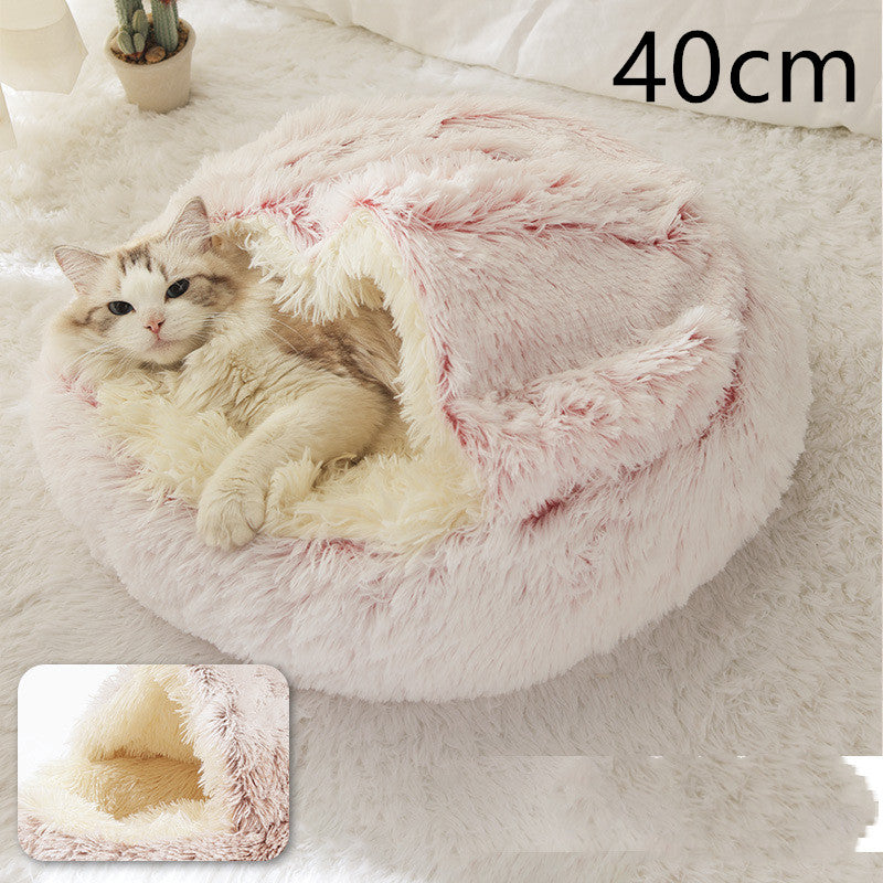 Pet Winter Bed Round Plush Warm Bed