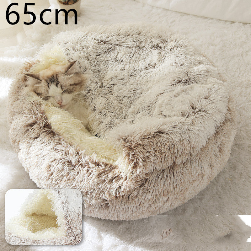 Pet Winter Bed Round Plush Warm Bed