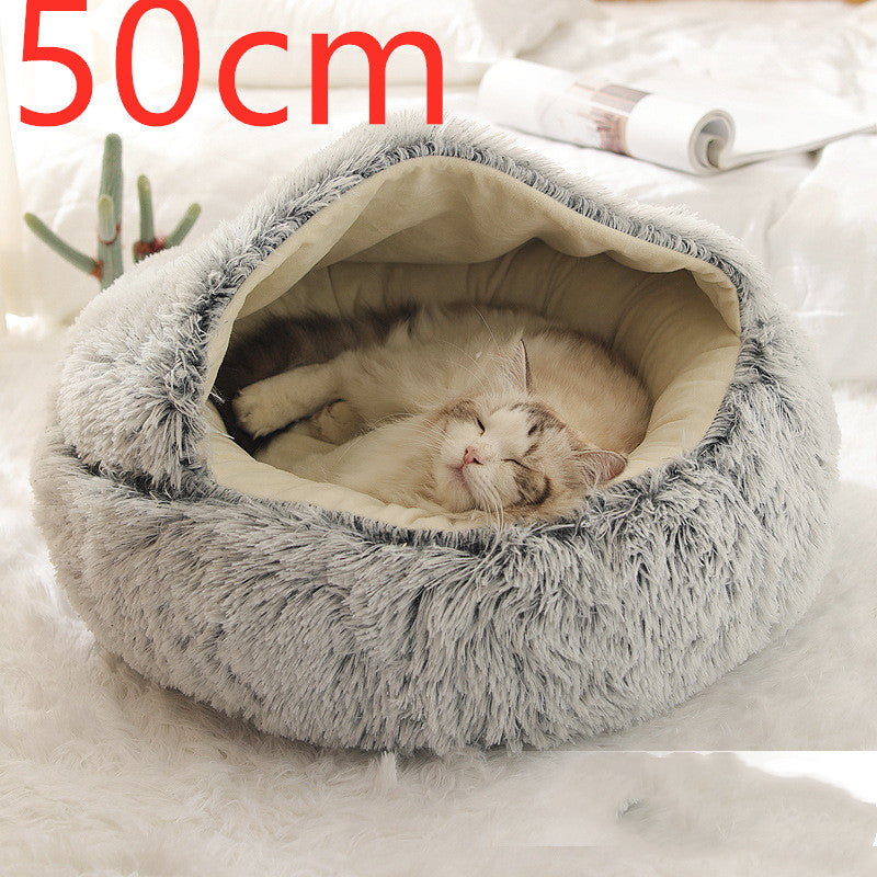 Pet Winter Bed Round Plush Warm Bed