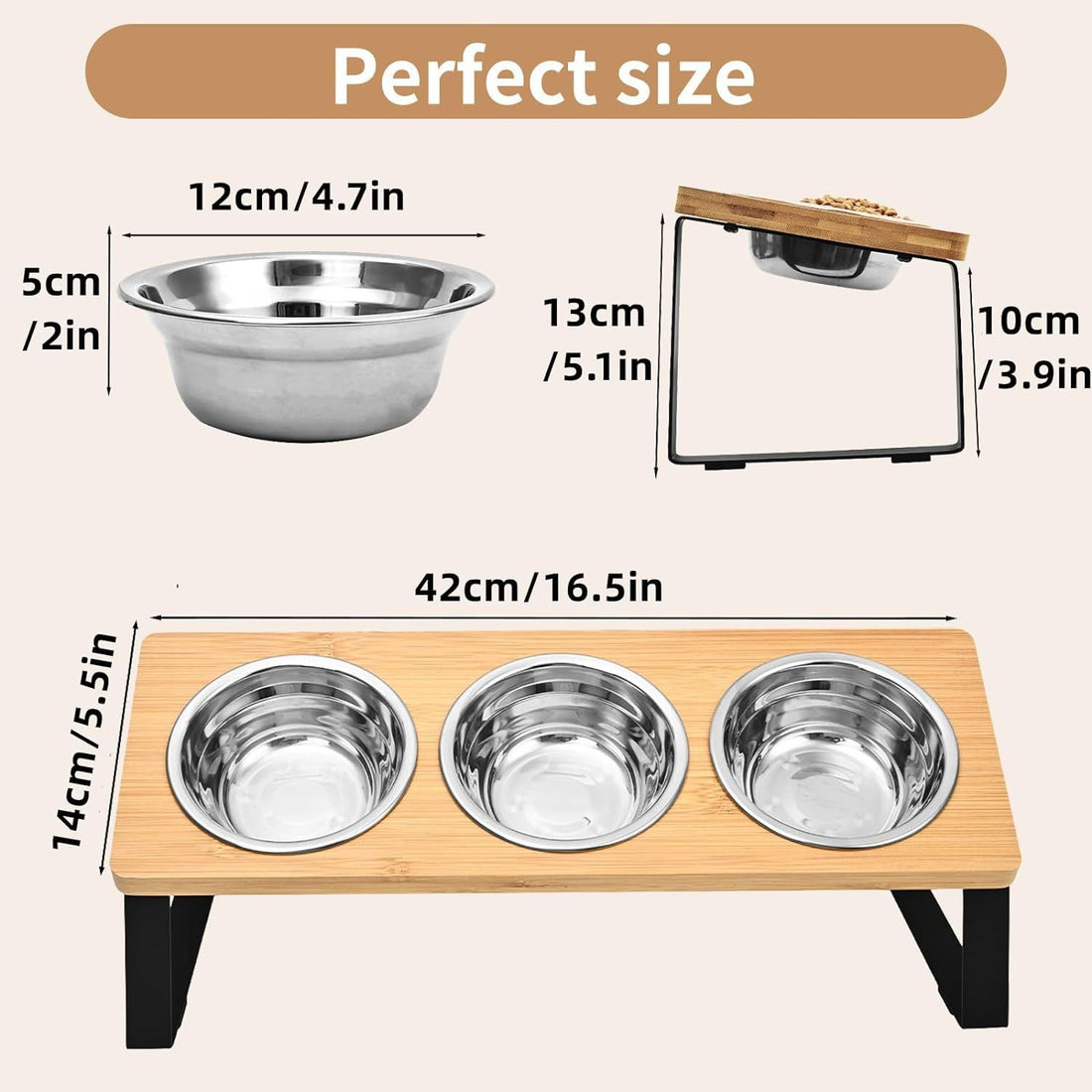 Log Pet Feeding Rack Iron Wood