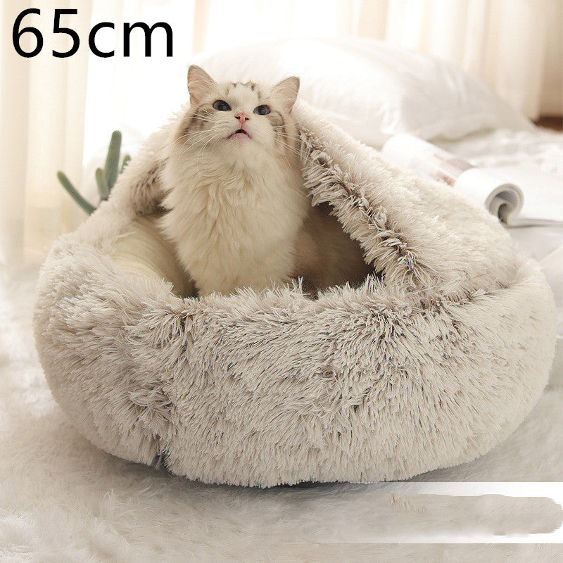 Pet Winter Bed Round Plush Warm Bed