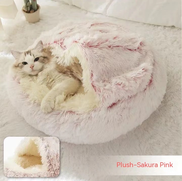 Pet Winter Bed Round Plush Warm Bed