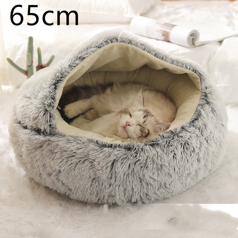 Pet Winter Bed Round Plush Warm Bed