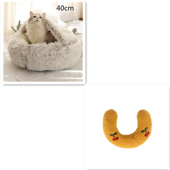 Pet Winter Bed Round Plush Warm Bed
