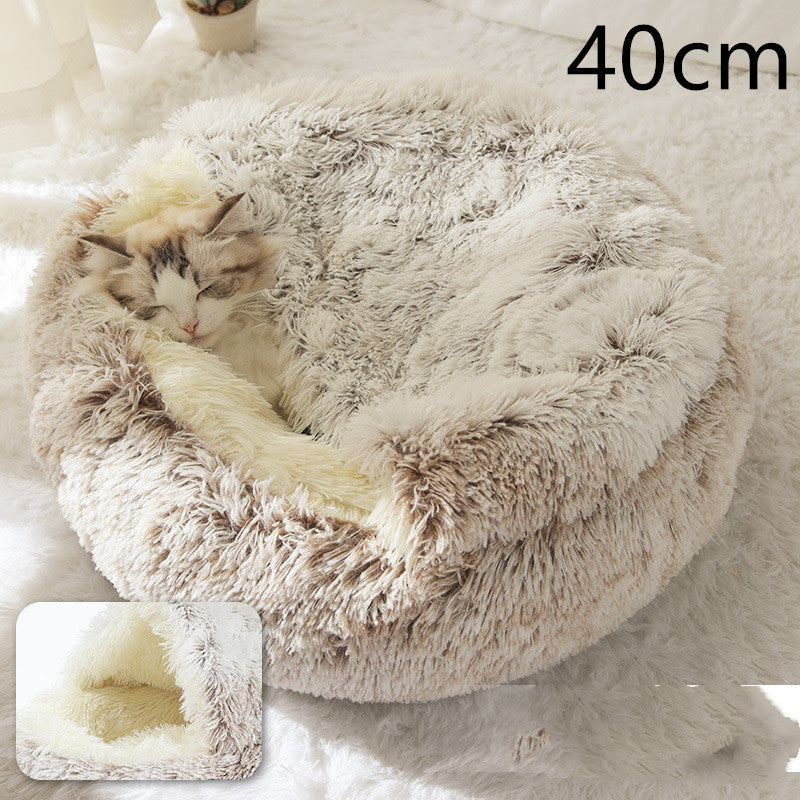 Pet Winter Bed Round Plush Warm Bed