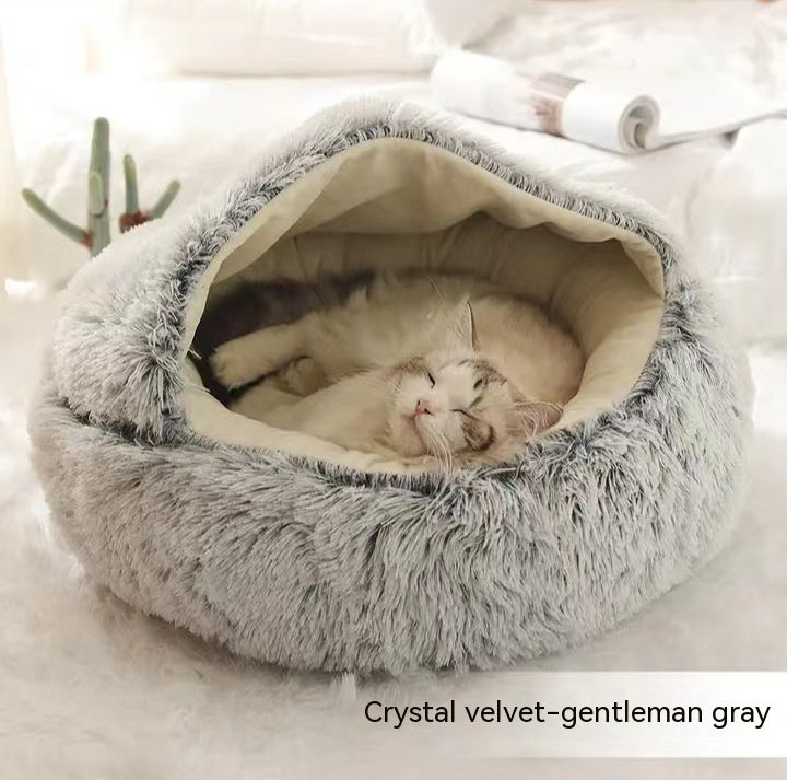 Pet Winter Bed Round Plush Warm Bed