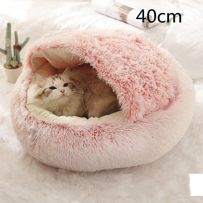 Pet Winter Bed Round Plush Warm Bed