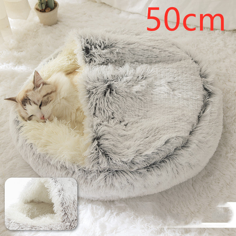Pet Winter Bed Round Plush Warm Bed
