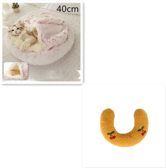 Pet Winter Bed Round Plush Warm Bed