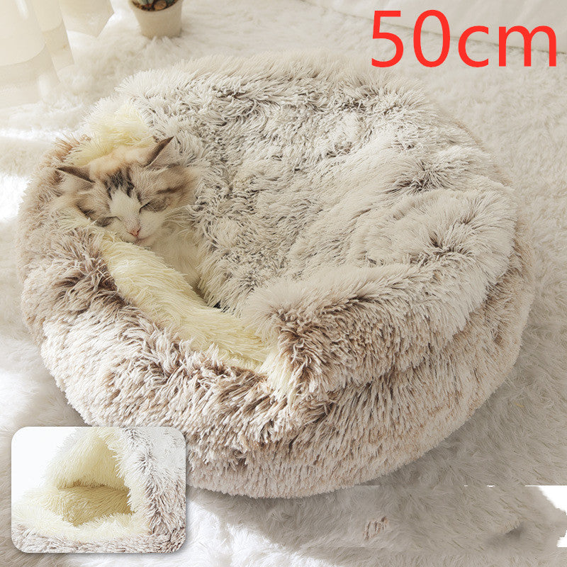 Pet Winter Bed Round Plush Warm Bed
