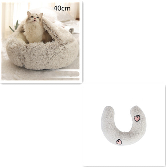 Pet Winter Bed Round Plush Warm Bed