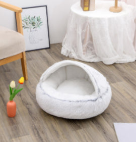 Pet Winter Bed Round Plush Warm Bed