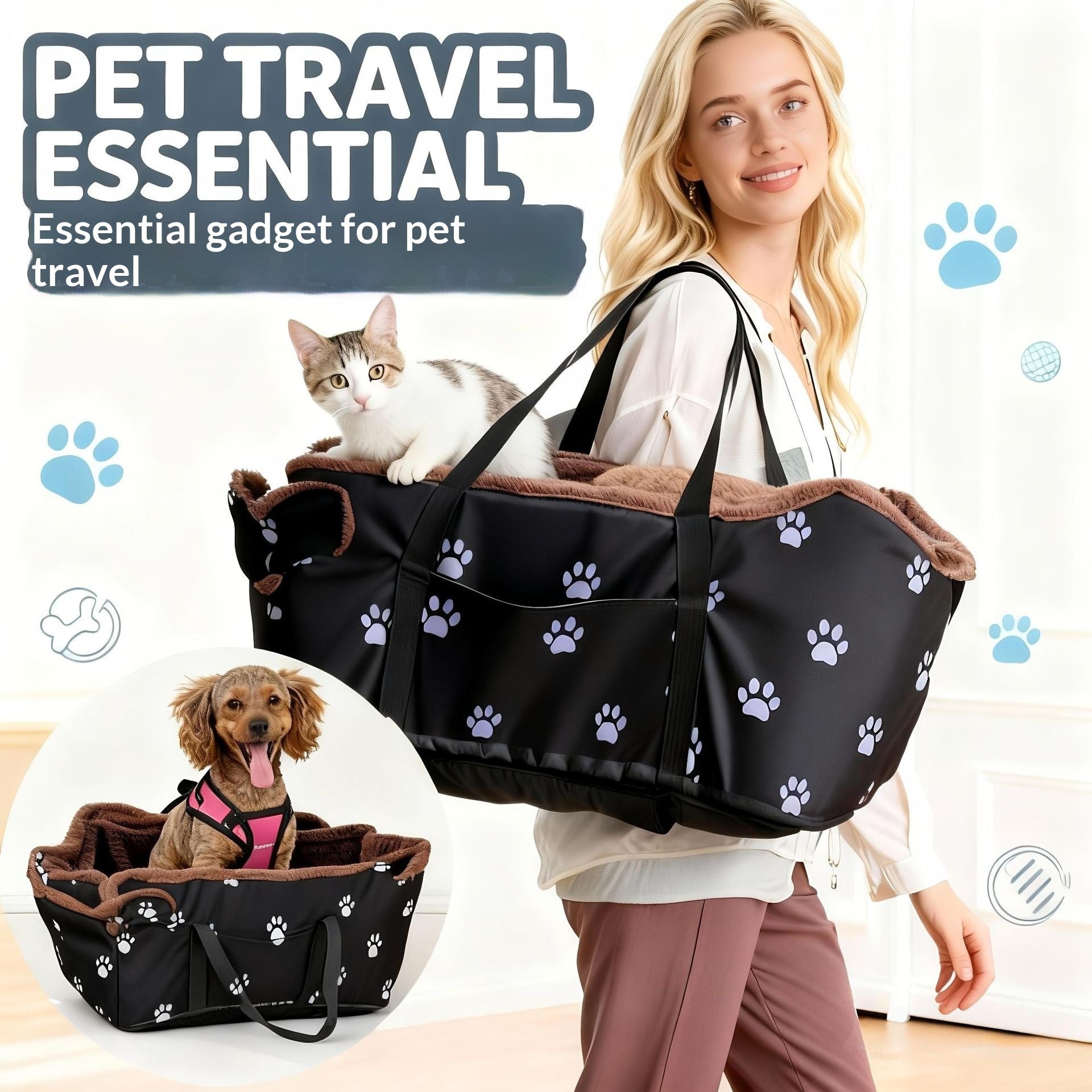 Warm Winter Pet Carrier With Long Plush