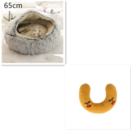Pet Winter Bed Round Plush Warm Bed