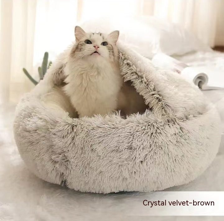Pet Winter Bed Round Plush Warm Bed
