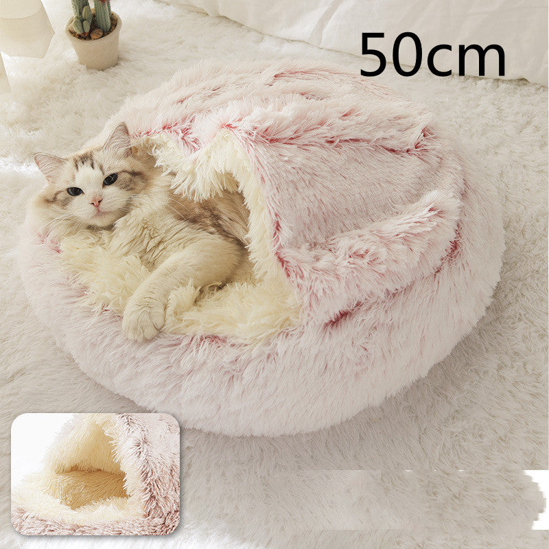 Pet Winter Bed Round Plush Warm Bed