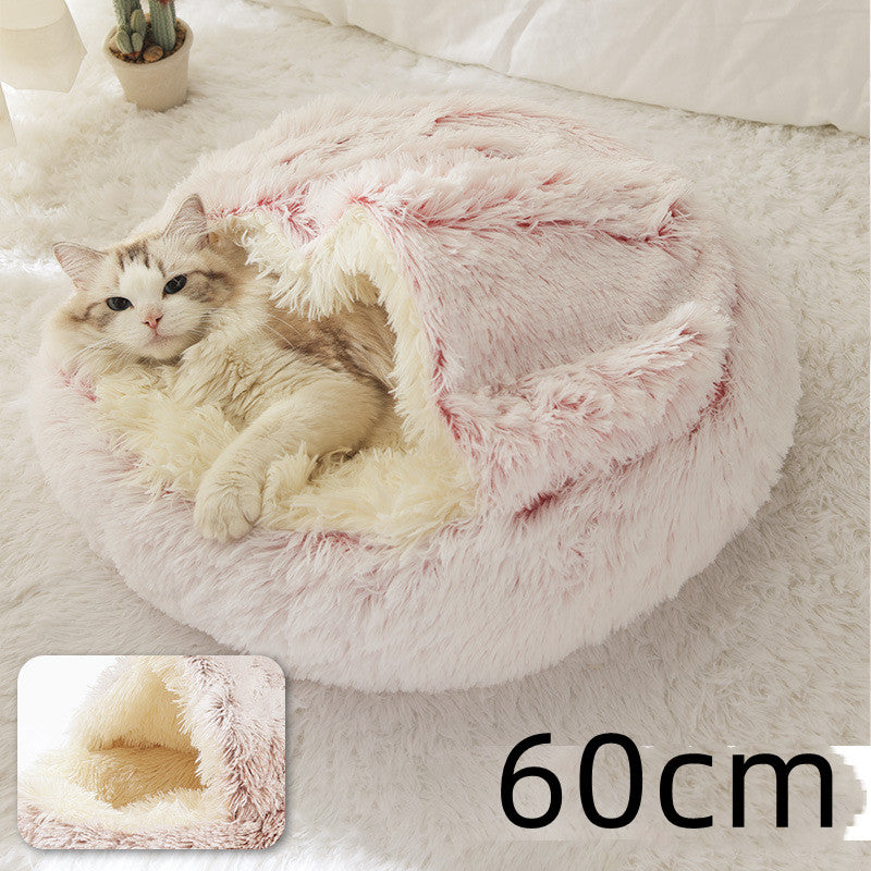 Pet Winter Bed Round Plush Warm Bed