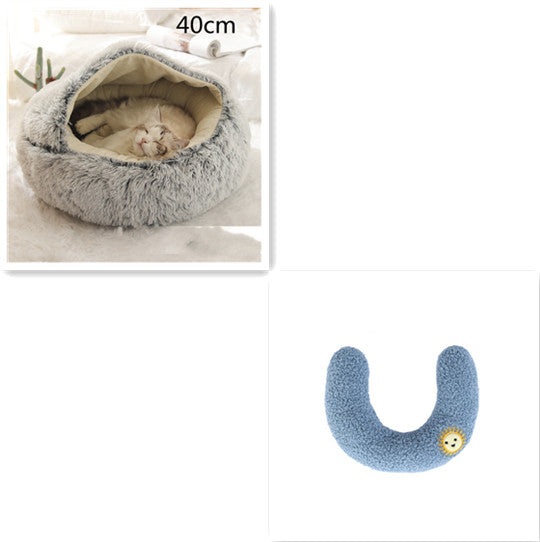 Pet Winter Bed Round Plush Warm Bed
