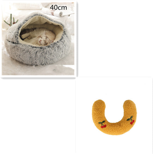 Pet Winter Bed Round Plush Warm Bed