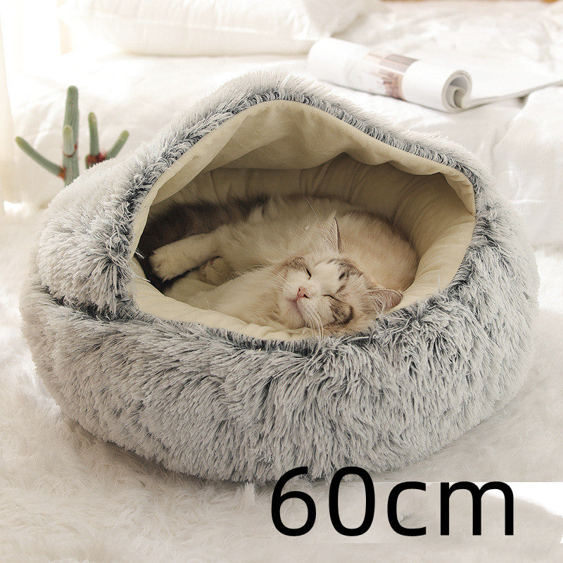 Pet Winter Bed Round Plush Warm Bed