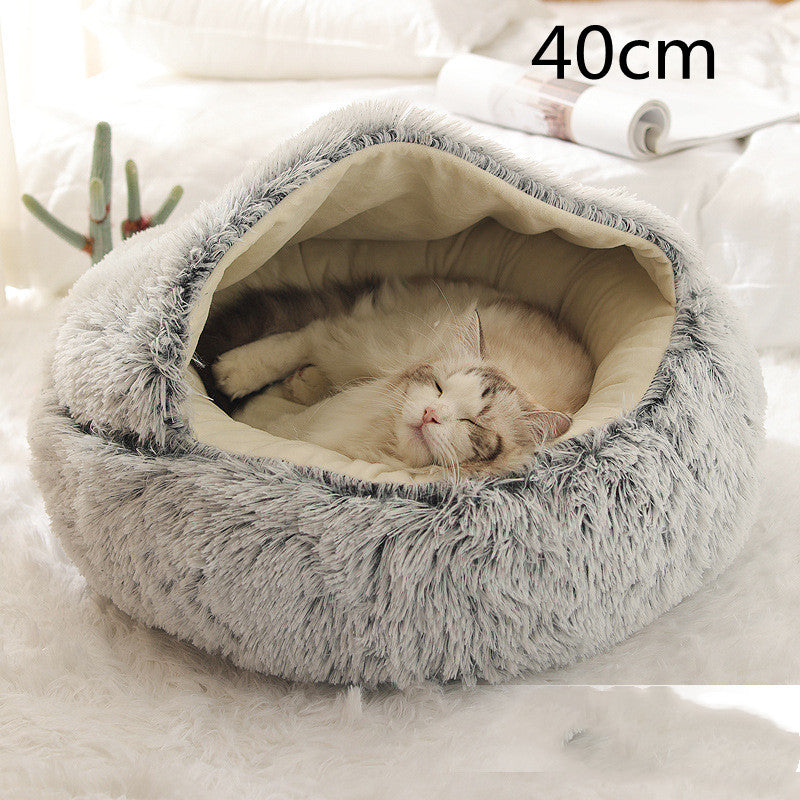 Pet Winter Bed Round Plush Warm Bed