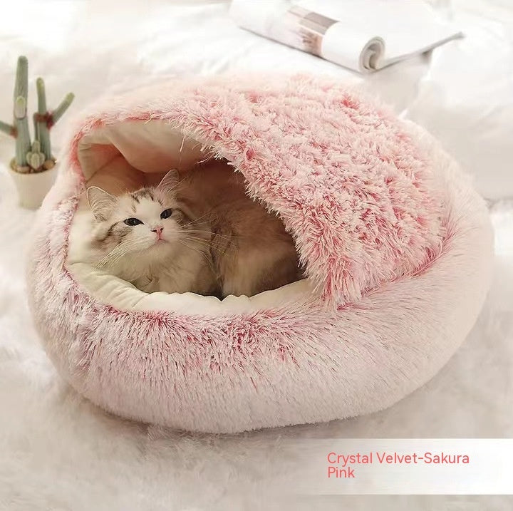 Pet Winter Bed Round Plush Warm Bed