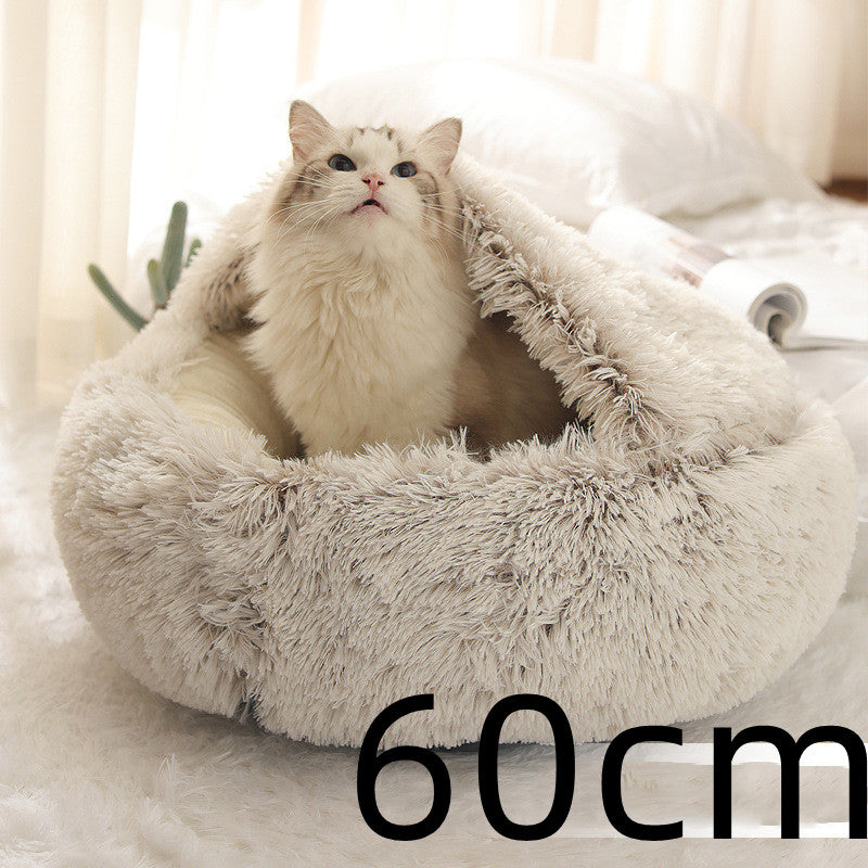 Pet Winter Bed Round Plush Warm Bed