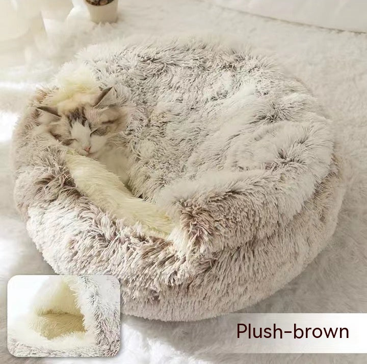 Pet Winter Bed Round Plush Warm Bed