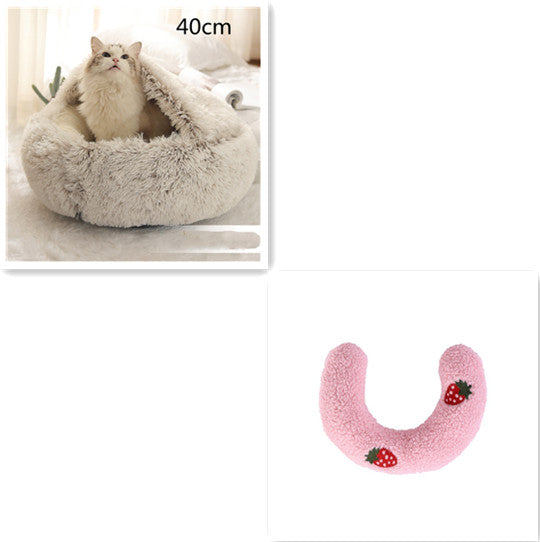 Pet Winter Bed Round Plush Warm Bed